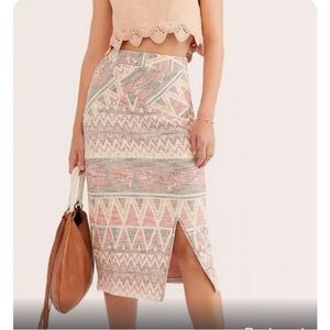 Free People Mendocino Aztec Midi Skirt